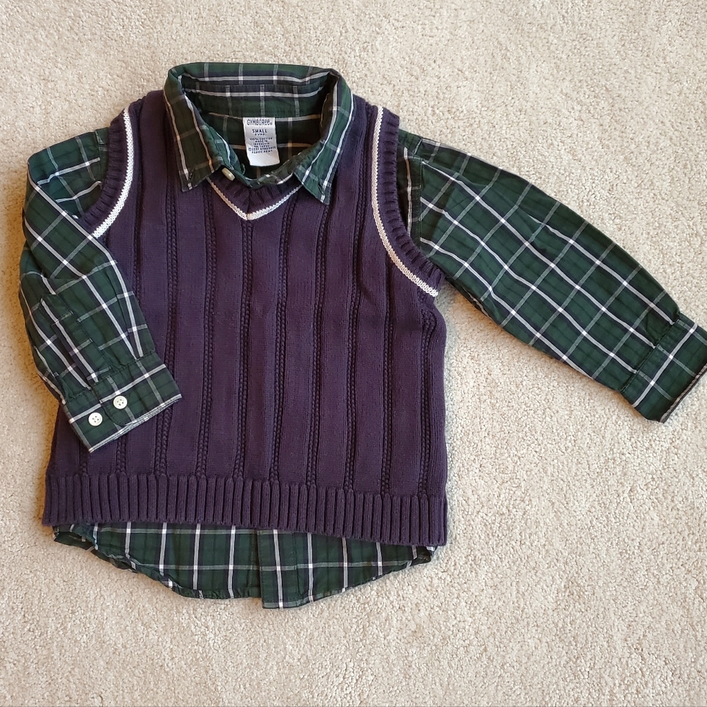 Gymboree Ahead of the Class Plaid Shirt Sweater Vest Set Vintage 2001 3T Boys